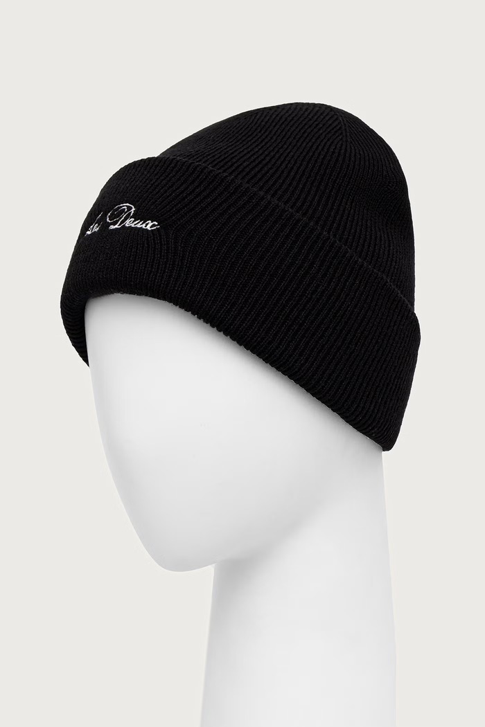 Akcesoria Les Deux Czapka beanie męska wełniana 1002378 czarny