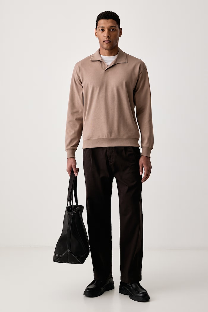 Marc O'Polo Bluza męska bawełniana z elastanem 5000012952 beżowy AW26