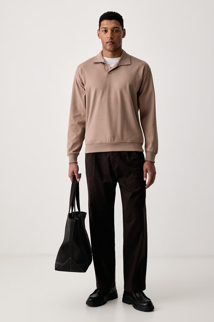 Marc O'Polo Bluza męska bawełniana z elastanem 5000012952 beżowy AW26
