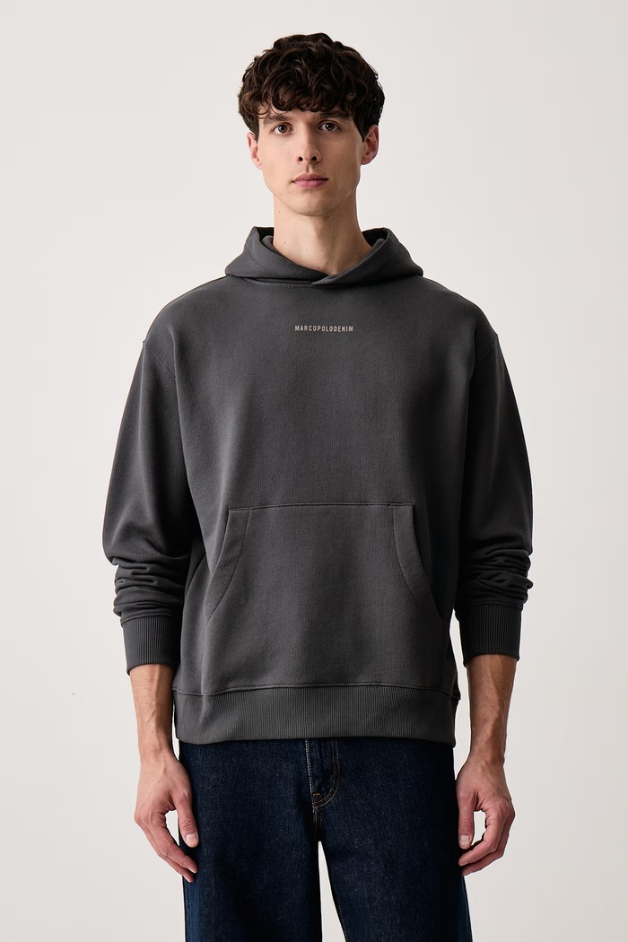 Marc O'Polo Bluza z kapturem męska bawełniana szary 5000012876