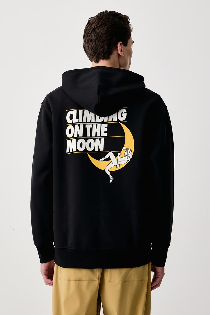 La Sportiva Bluza z kapturem męska z bawełną Moon Rock czarny ZACW048