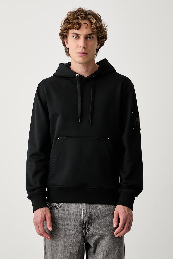 MOOSE KNUCKLES bluza z kapturem męska bawełniana czarny M36MS619