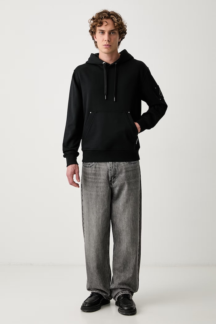 MOOSE KNUCKLES pulover s kapuco moški bombažen M36MS619 črna AW26