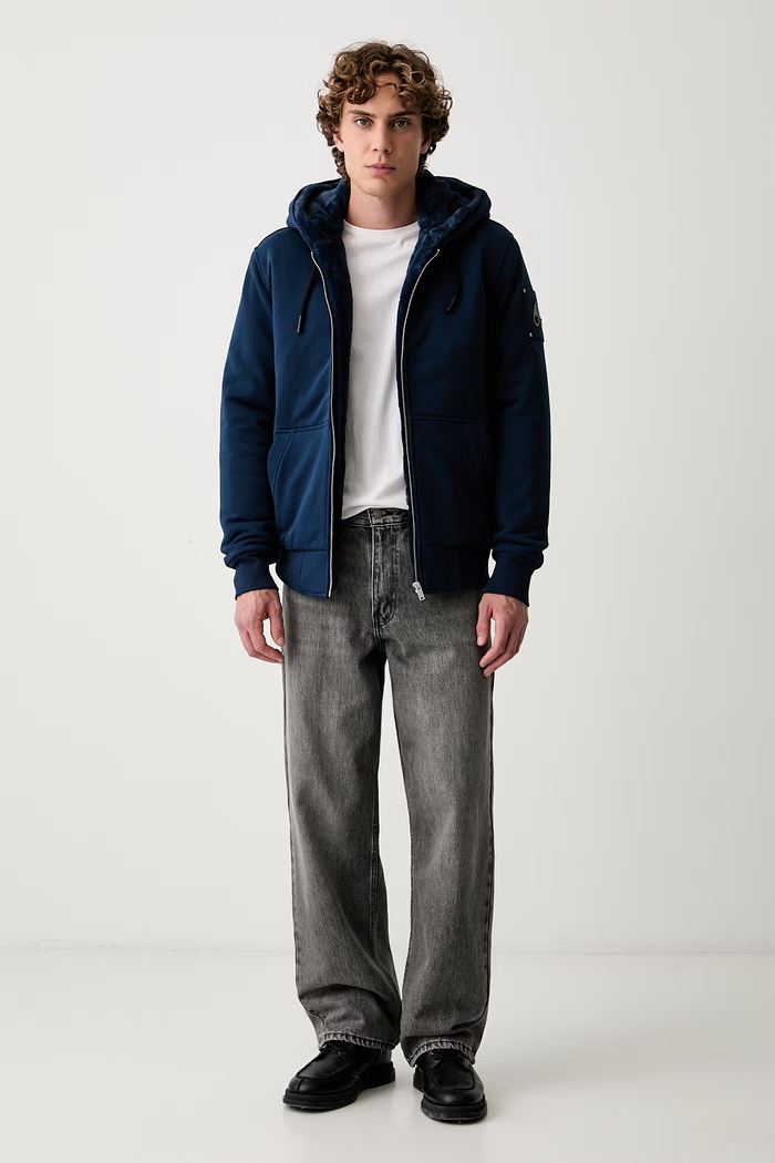 MOOSE KNUCKLES bluza rozpinana z kapturem z bawełną M32MS600 granatowy AW26