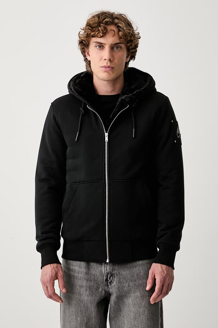 MOOSE KNUCKLES bluza rozpinana z kapturem z bawełną czarny M32MS600