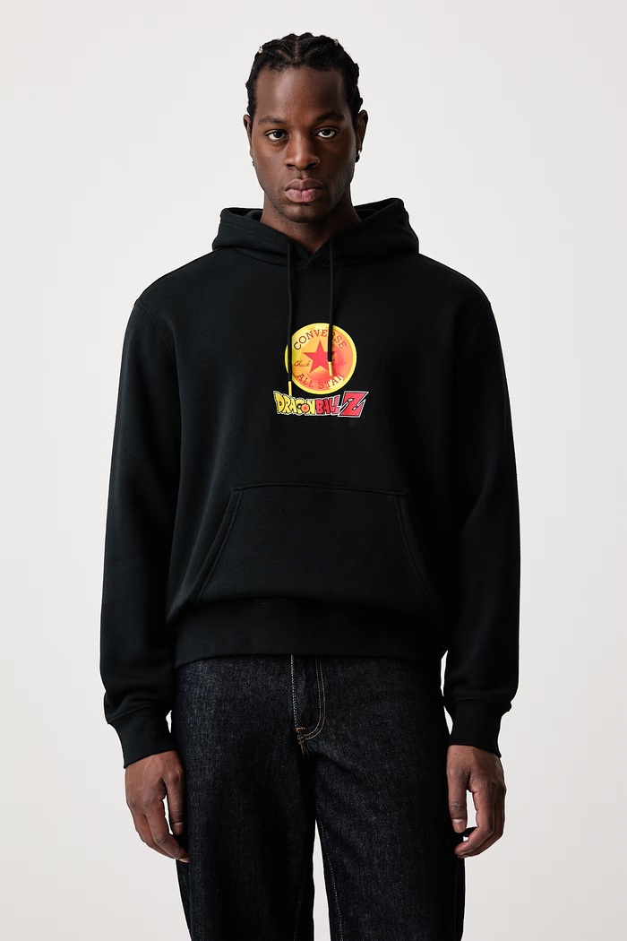 Odzież Converse Bluza z kapturem męska z bawełną x Dragon Ball Z CVM6H638 czarny