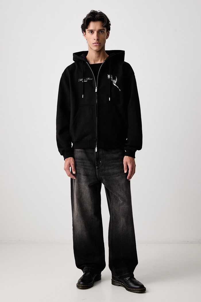 Filling Pieces Bluza rozpinana z kapturem bawełniana męska 422633501389 czarny AW26