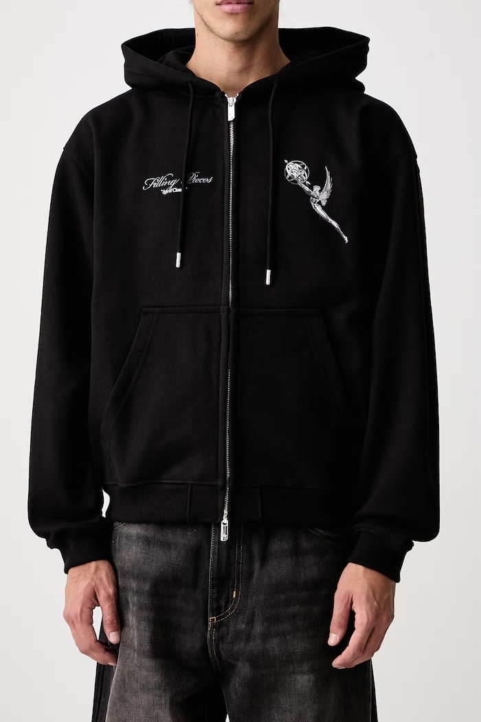 Bluza rozpinana z kapturem bawełniana męska Filling Pieces czarny 422633501389