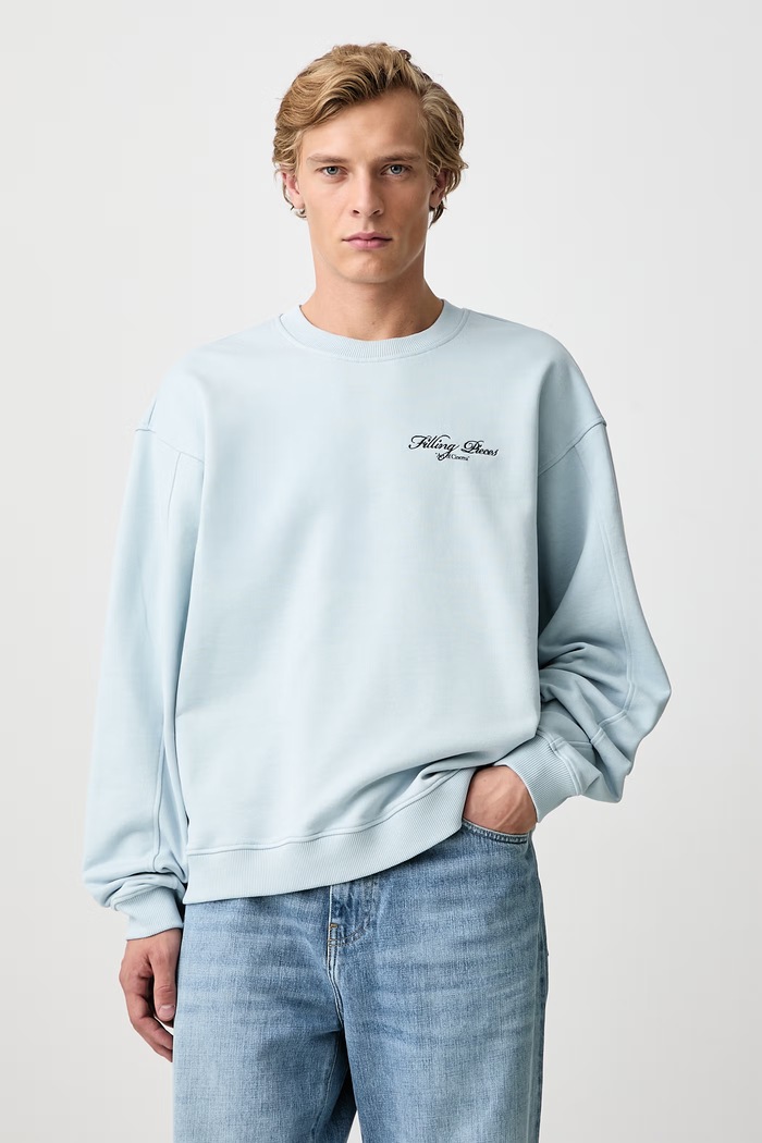 Odzież Filling Pieces Bluza bawełniana męska 422630501388 niebieski