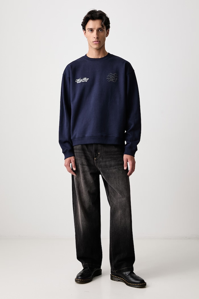 Filling Pieces Суичър от памук мъжки 422630501387 тъмносин AW26