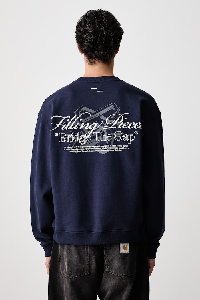 Дрехи Filling Pieces Суичър от памук мъжки 422630501387 тъмносин