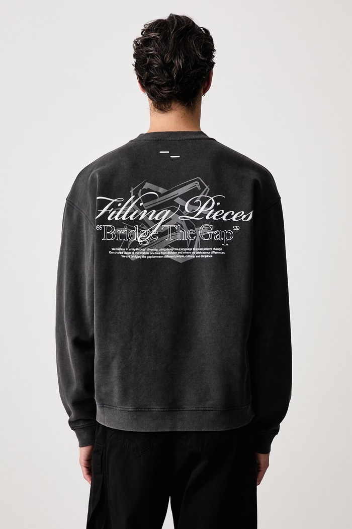 Дрехи Filling Pieces Суичър от памук мъжки 422630501387 черен