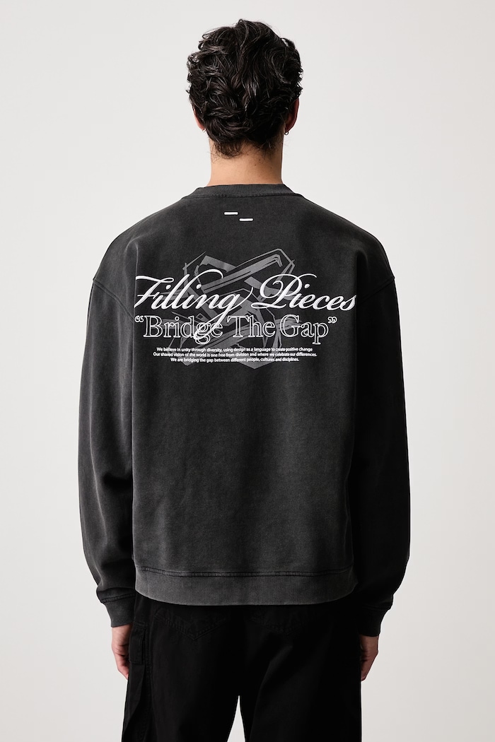 Дрехи Filling Pieces Суичър от памук мъжки 422630501387 черен
