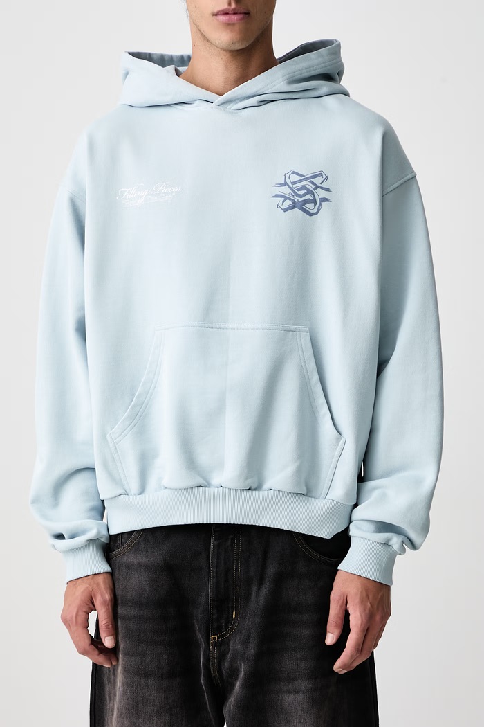 Bluza z kapturem bawełniana męska Filling Pieces niebieski 422632501387