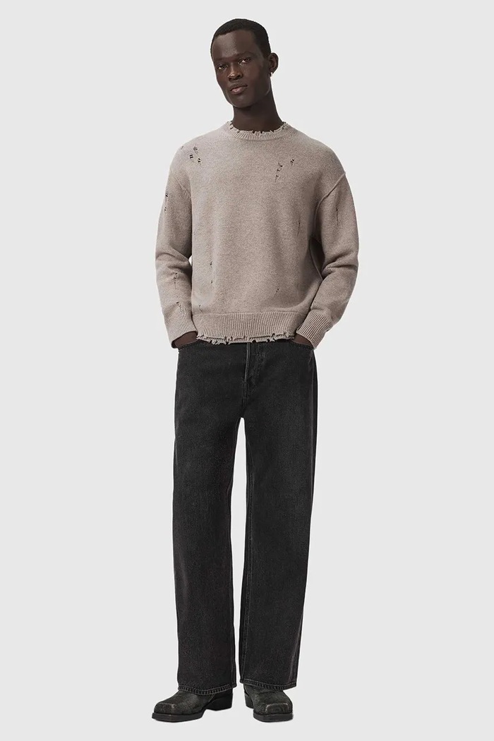 Odzież AllSaints Sweter męski z wełną WOLF M017KF beżowy