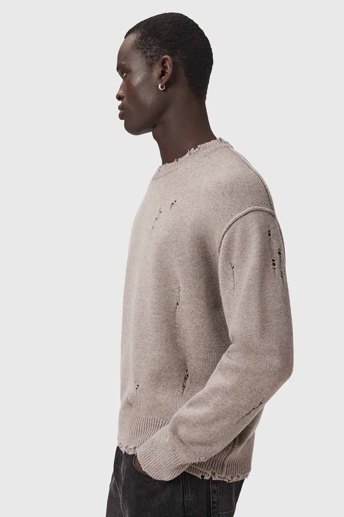 Sweter męski z wełną WOLF AllSaints M017KF beżowy