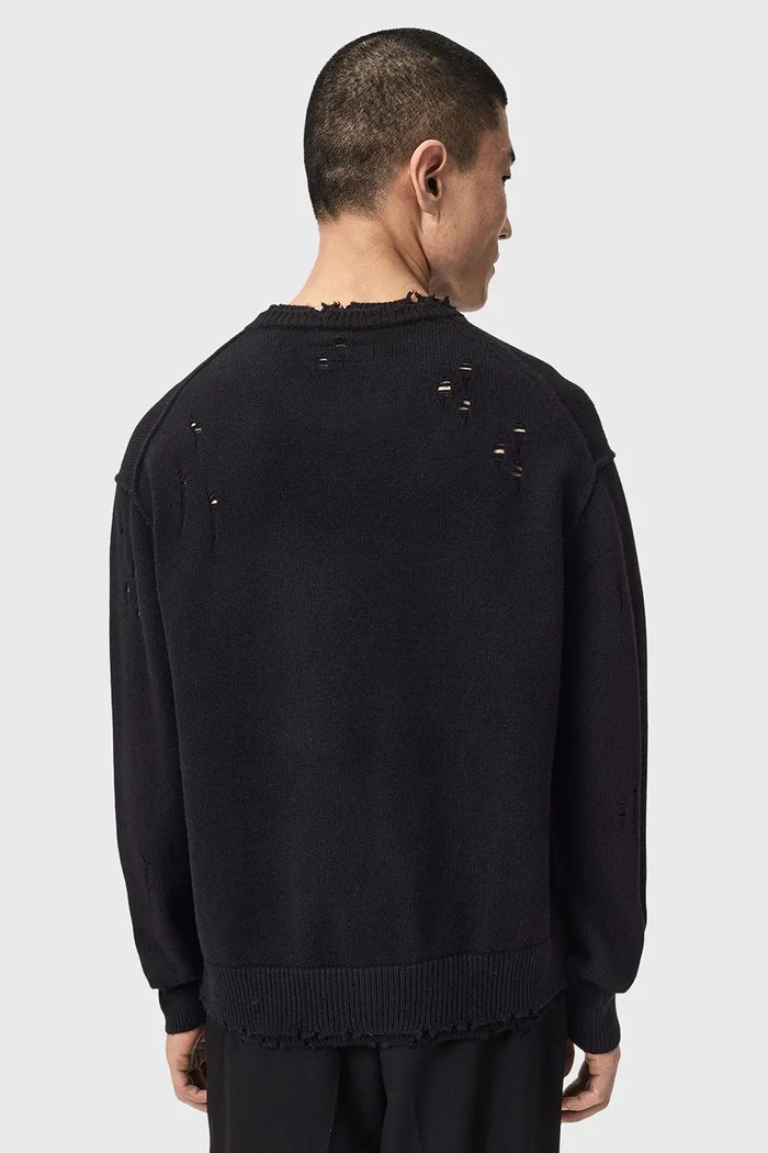 AllSaints Sweter męski z wełną WOLF M017KF czarny AW26