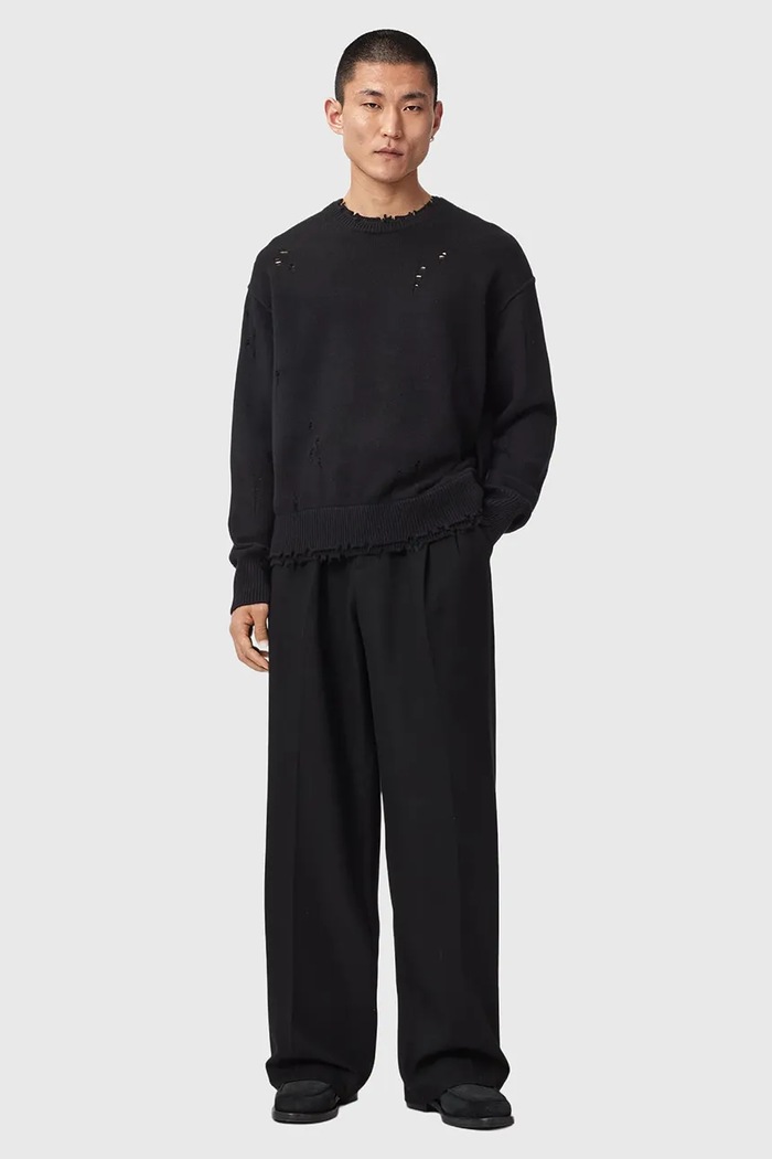Odzież AllSaints Sweter męski z wełną WOLF M017KF czarny