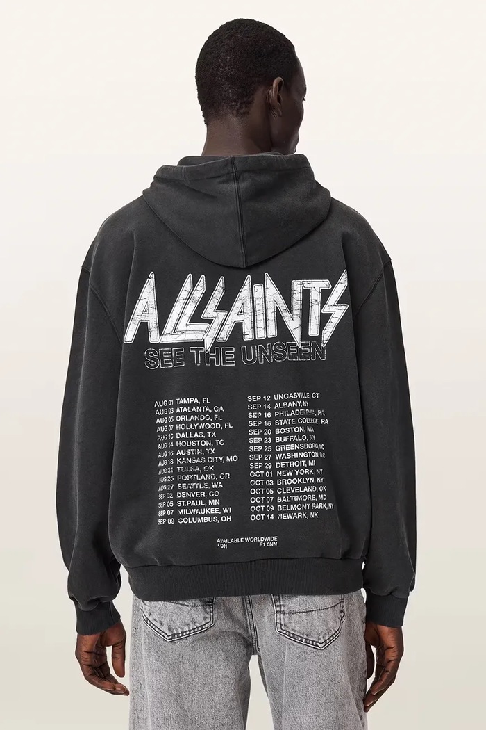 AllSaints bluza z kapturem męska bawełniana CHROMIUM czarny M001NF