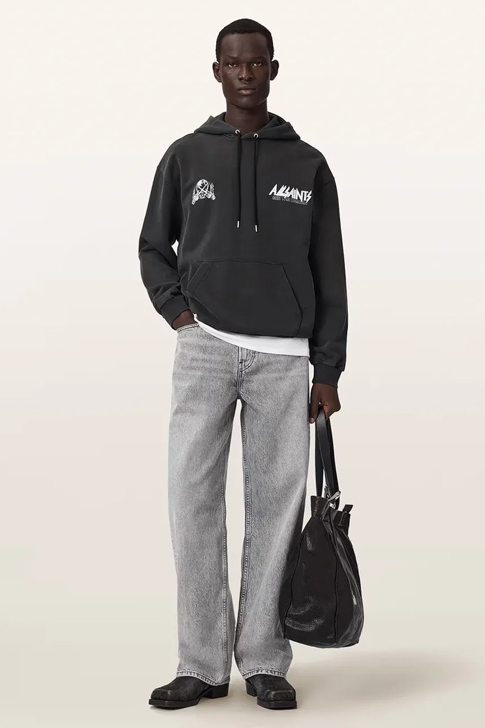 Odzież AllSaints bluza z kapturem męska bawełniana CHROMIUM M001NF czarny