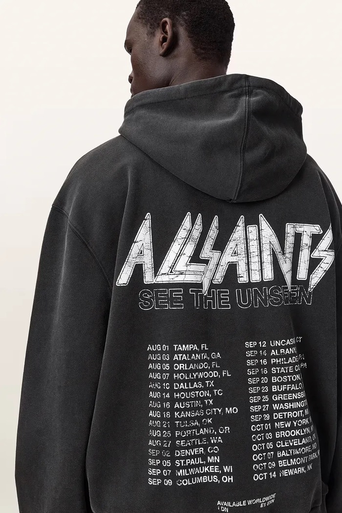AllSaints bluza z kapturem męska bawełniana CHROMIUM M001NF czarny