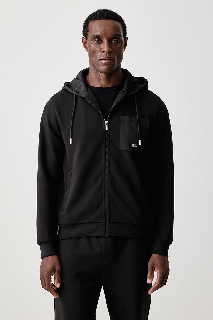 Karl Lagerfeld Bluza rozpinana z kapturem męska czarny 564902.705002