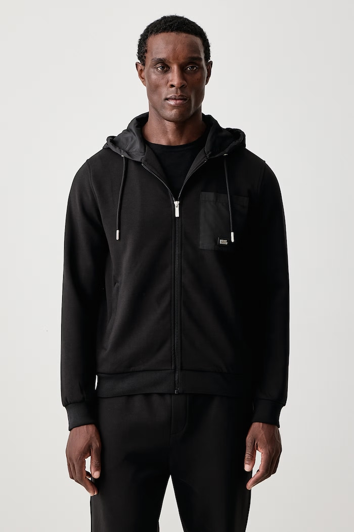 Karl Lagerfeld Bluza rozpinana z kapturem męska czarny 564902.705002