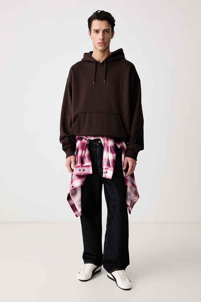 adidas Originals Bluza z kapturem męska z bawełną Trefoil Essentials LL1058 brązowy AW26