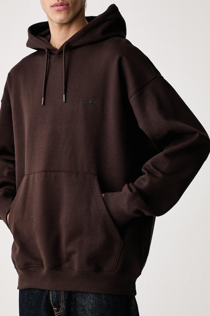 Bluza z kapturem męska z bawełną Trefoil Essentials adidas Originals LL1058 brązowy