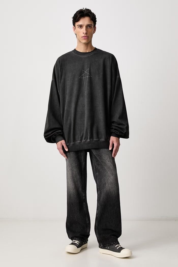 Rick Owens DRKSHDW Hun hanorac din bumbac pentru bărbați DU02F6267.RIGDP4 negru AW26