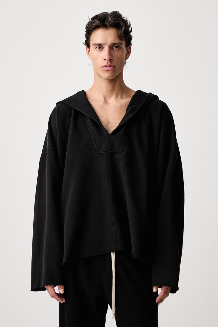 Rick Owens DRKSHDW Kaftan mikina s kapucňou bavlnená pánska čierna DU02F6268.FP