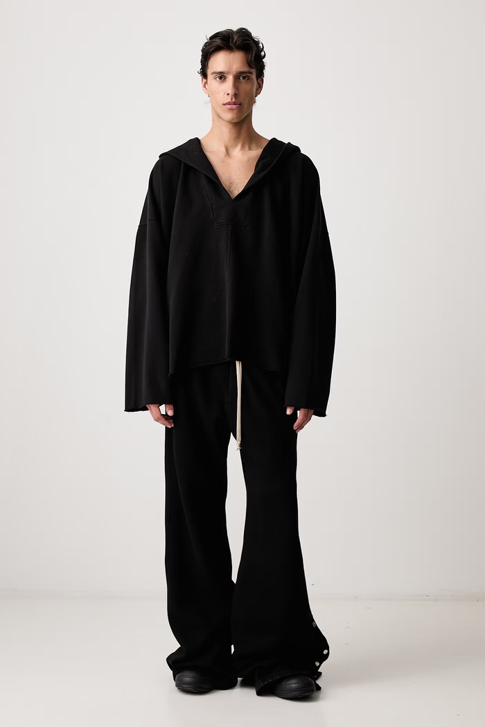 Rick Owens DRKSHDW Kaftan mikina s kapucňou bavlnená pánska DU02F6268.FP čierna AW26