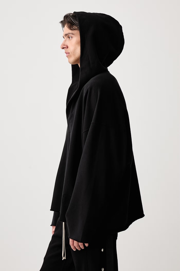 Kaftan mikina s kapucňou bavlnená pánska Rick Owens DRKSHDW DU02F6268.FP čierna