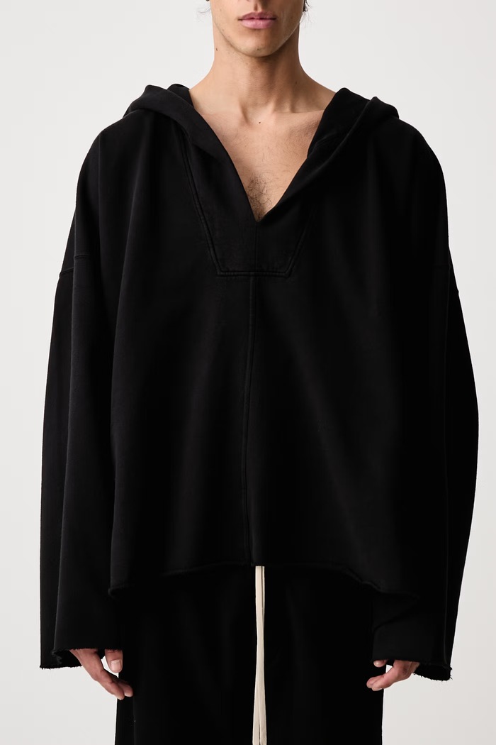 Kaftan mikina s kapucňou bavlnená pánska Rick Owens DRKSHDW čierna DU02F6268.FP