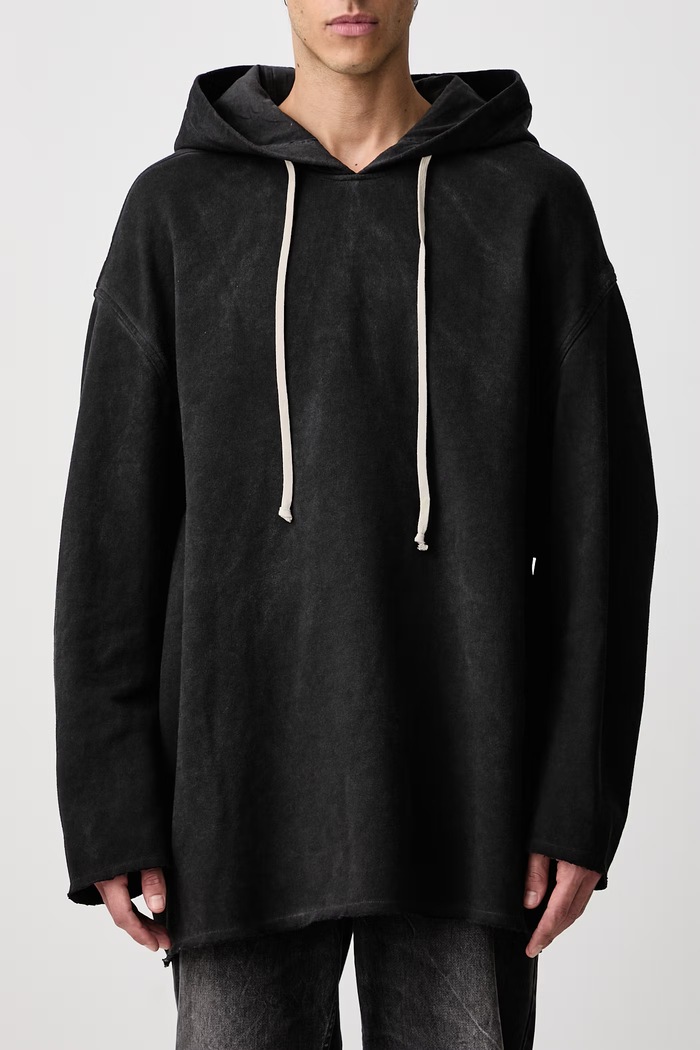 Peter hanorac cu glugă din bumbac pentru bărbați Rick Owens DRKSHDW negru DU02F6280.FDP