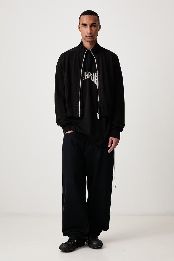 Rick Owens DRKSHDW Rev Track hanorac din bumbac pentru bărbați DU02F6289.RIG negru AW26