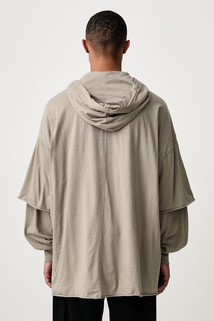 Одяг Rick Owens DRKSHDW Tommy Hustler кофта з капюшоном бавовняна чоловіча DU02F6271.RN бежевий