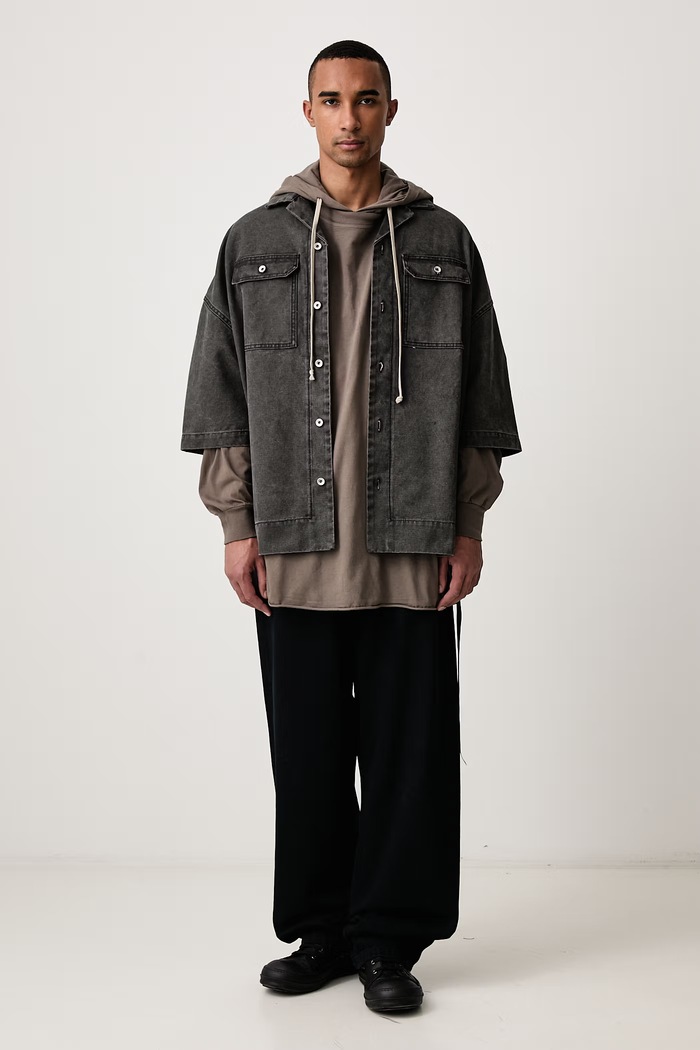Rick Owens DRKSHDW Tommy Hustler кофта с капюшоном из хлопка для мужчин DU02F6271.RN серый AW26