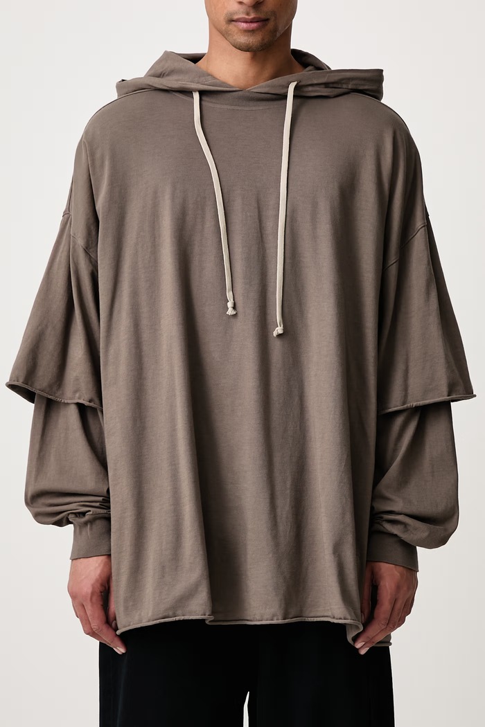 Tommy Hustler кофта с капюшоном из хлопка для мужчин Rick Owens DRKSHDW серый DU02F6271.RN