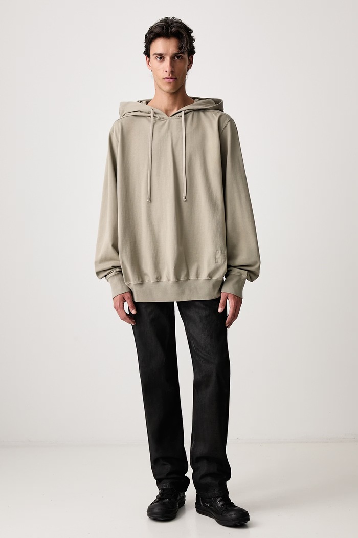 Rick Owens DRKSHDW Oversized mikina s kapucňou bavlnená pánska DU02F6262.RIGP béžová AW26