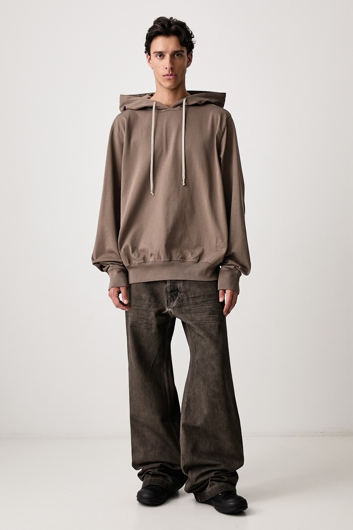 Rick Owens DRKSHDW Oversized mikina s kapucňou bavlnená pánska DU02F6262.RIGP sivá AW26