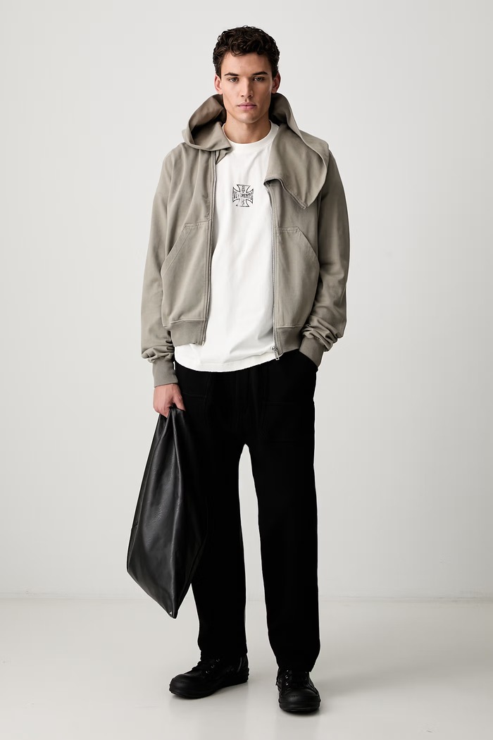 Rick Owens DRKSHDW Mountain mikina na zips s kapucňou bavlnená pánska DU02F6286.RIG béžová AW26
