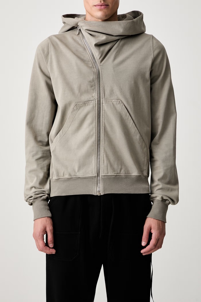 Mountain mikina na zips s kapucňou bavlnená pánska Rick Owens DRKSHDW béžová DU02F6286.RIG