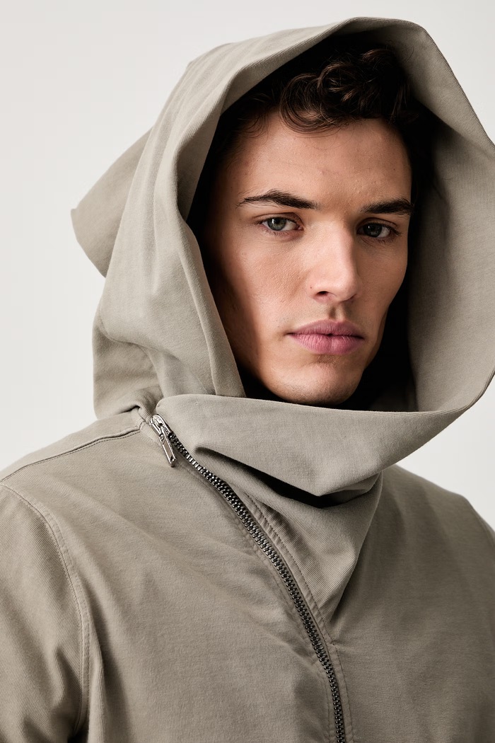 Rick Owens DRKSHDW Mountain mikina na zips s kapucňou bavlnená pánska DU02F6286.RIG