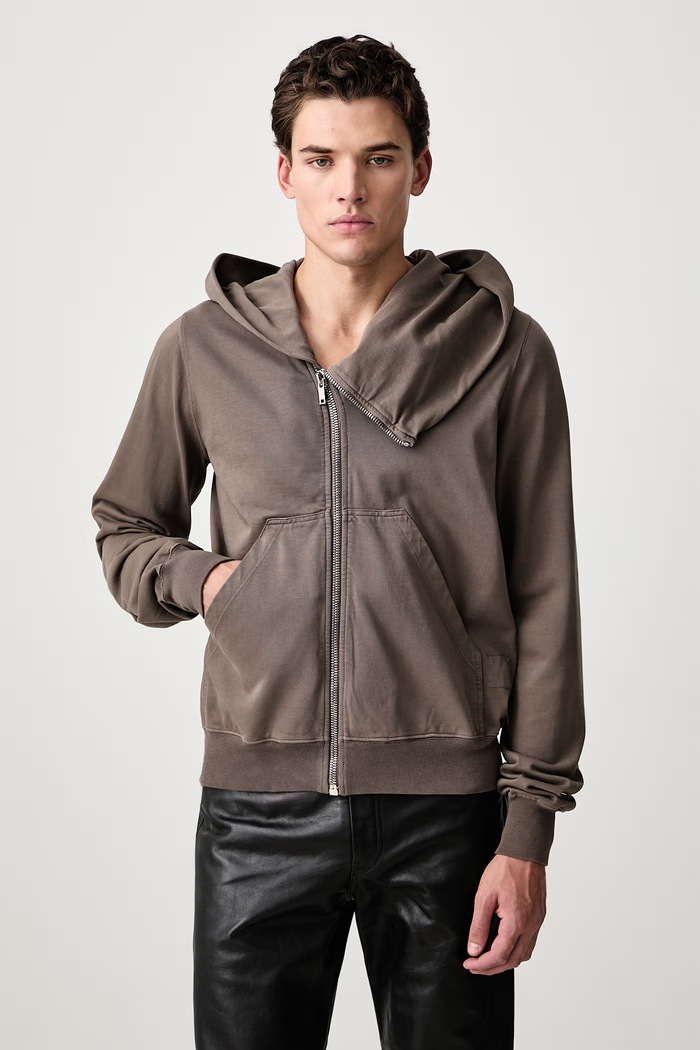 Rick Owens DRKSHDW Mountain суичър с цип и качулка от памук мъжки кафяв DU02F6286.RIG