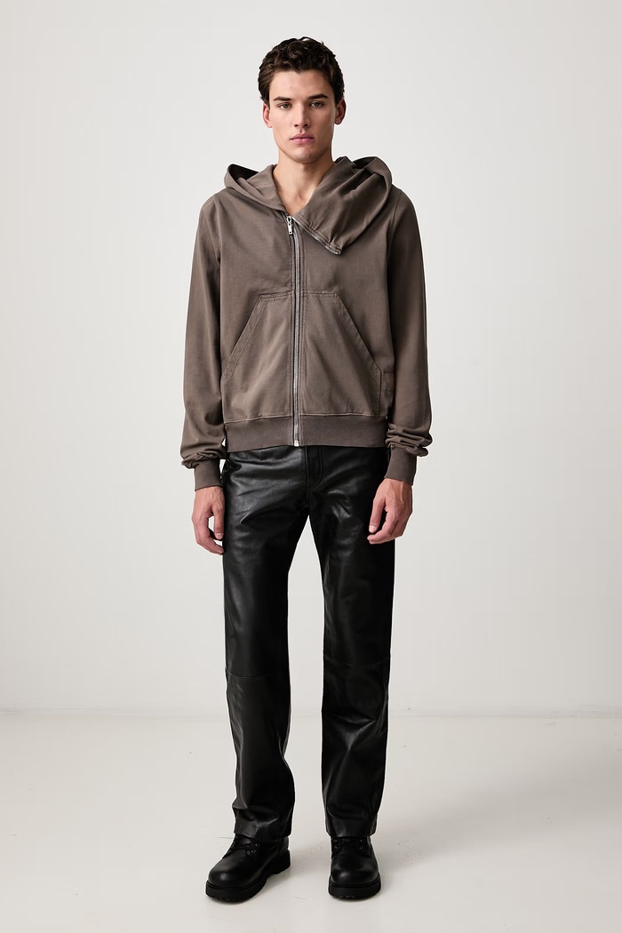 Rick Owens DRKSHDW Mountain суичър с цип и качулка от памук мъжки DU02F6286.RIG кафяв AW26