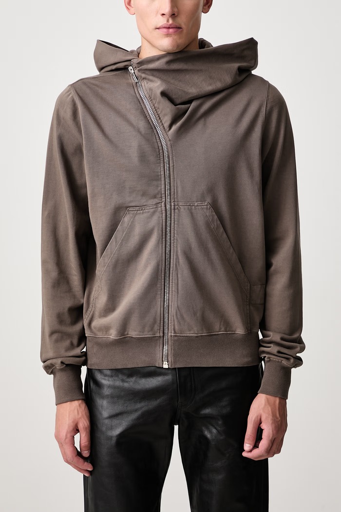 Mountain суичър с цип и качулка от памук мъжки Rick Owens DRKSHDW кафяв DU02F6286.RIG