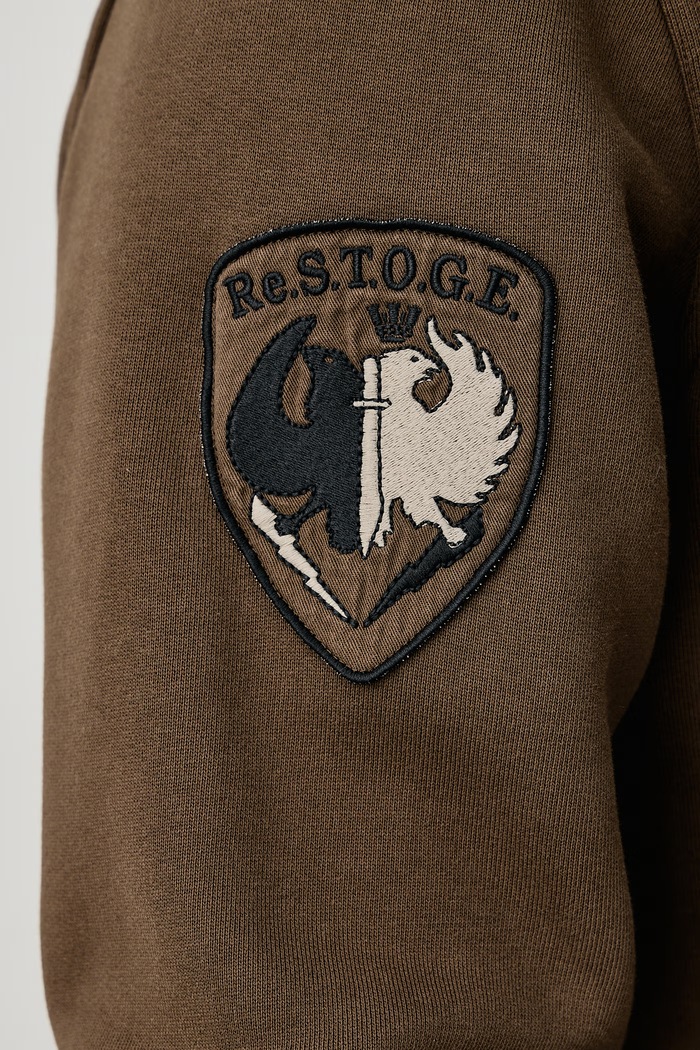Bluza rozpinana męska z bawełną Aeronautica Militare brązowy FE2143UF00686