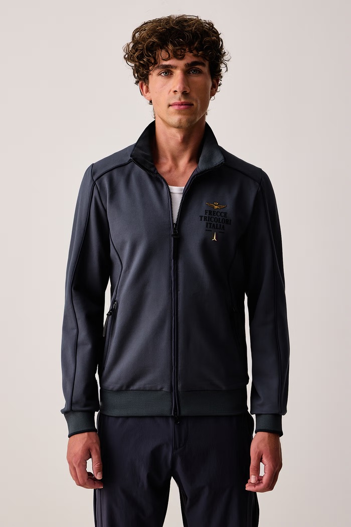 Aeronautica Militare Bluza rozpinana męska z wiskozą niebieski FE2138UF00691