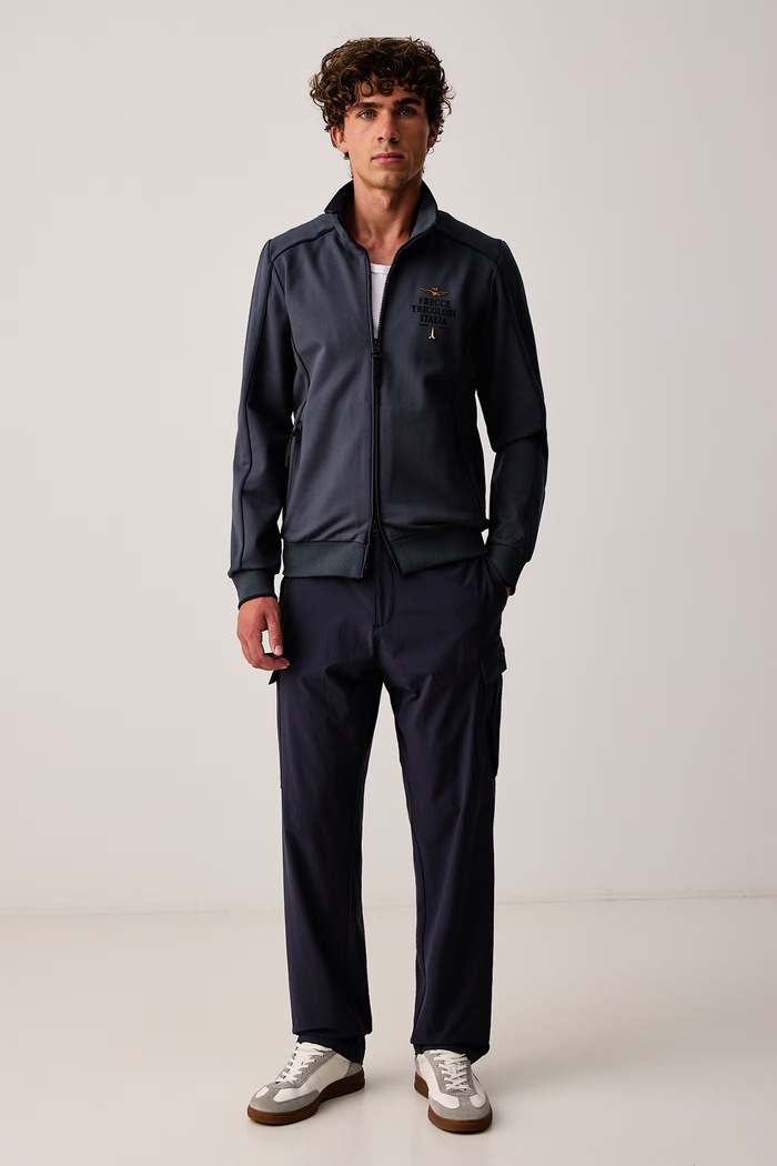 Aeronautica Militare Bluza rozpinana męska z wiskozą FE2138UF00691 niebieski AW26